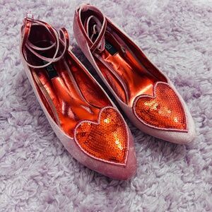 Iron fist kitten heels Pink Hearts Velvet Sequins